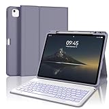 Picture of for iPad Air 13 inch Case with Keyboard (M3 2025 / M2 2024), 7 Color Backlit Detachable Wireless Bluetooth Keyboard, Magnetic Folio Cover & Pencil Holder for iPad Air 13-inch, Auto Sleep/Wake, Purple