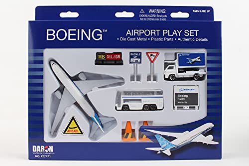 image for Daron Airport Playset – Boeing 787 – Die-Cast Metal Airplane Toy w