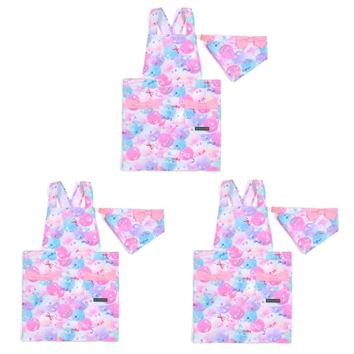 COLORFUL CANDY STYLE バッククロス子どもエプロン(100〜120cm) 撥水ノーアイロン ふわふわキュートなキャンディポップ 3枚セット 女の子 かわいい 子供用 子供 エプロン 三角巾 セット キッズエプロン 幼児 小学生 可愛い か