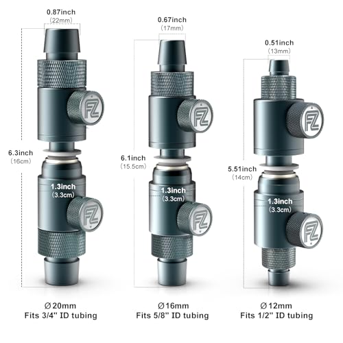 FZONE Aquarium Quick Release, Aluminum Alloy Double Tap Connector with Built-in Ball Valve for Canister Filters (20mm for 3/4''ID tubing) - Image 4