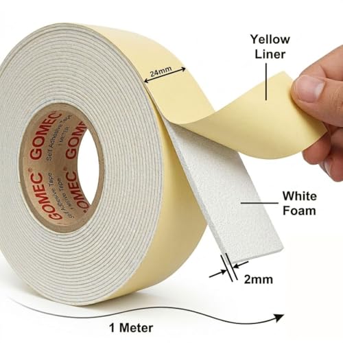 Image of Double-Sided Foam Tape - Strong Mounting, Shock Absorbing, Multi-Surface Adhesive Tape for Home, Office, Decor & Automotive - No Drilling, Clean Finish (1mtr X 1inch (24mm)(Pack of 12))