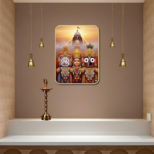 Image of SAF Divine Jagannath Balabhadra Subhadra Wall Art with Table Top Stand & Wall Hanging Hole | Premium MDF Religious Painting for Mandir Living Room Home Decor Gift