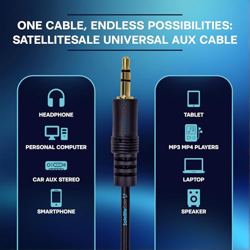 Cable auxiliar estéreo auxiliar 3.5mm macho a macho 30 pies miniatura 6