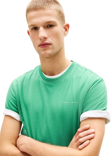 Tommy Jeans Herren 2er Pack T-Shirts Kurzarm Slim Linear mit Rundhalsausschnitt, Mehrfarbig (Ecru/Bahama Green), XXXL – Ansicht 4