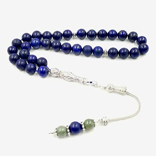 Piedras naturales de lapislázulis Tasbih 33 66 99 Paryer perlas musulmanas misbaha hombre oración pulseras para niñas piedra Rosario