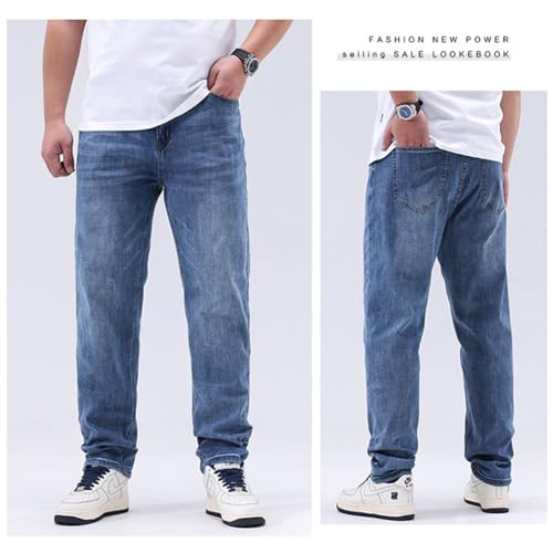 HBER Men's Relaxed Fit Stretch Jeans Tapered Leg Mid Waist Flex Work Casual Denim Pants3