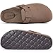 KIDMI Unisex Vegan Suede Clogs Leather Mules Womens Mens Cork Footbed Potato Shoes with Arch Support, Vegan Suede Mocha, Size 44