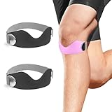 Genuvamed Active Relief Patellar Band 2 Pack, Genuvamed Knee Brace, Adjustable Non-Slip Silicone Patellar Strap for Running Hiking Basketball Gym Fitness Tennis Badminton Cycling (Black-2Pack)
