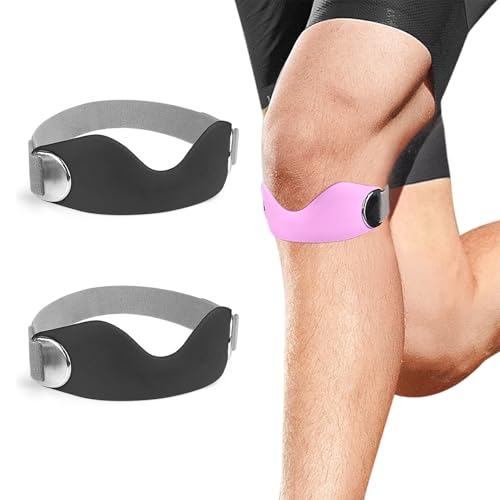 Genuvamed Active Relief Patellar Band 2 Pack, Genuvamed Knee Brace, Adjustable Non-Slip Silicone Patellar Strap for Running Hiking Basketball Gym Fitness Tennis Badminton Cycling (Black-2Pack)