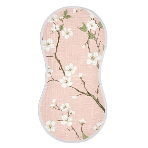 2 Pack Small Flowers Muslin Burp Cloths Cotton Absorbent Baby Burping Rags for Boys Girls Soft Newborn Burp Bibs, 22 x 11 Inch