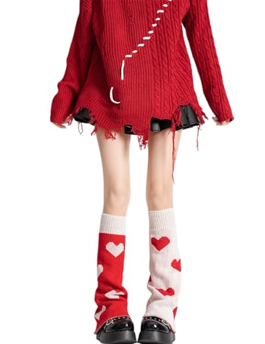 Image of Red Hearts Leg Warmers | Breathable Strachable Soft
