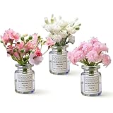 KoiLuvGo 3 PCS Mini Flower Car Dashboard Decor Set, Cute Daisy Cherry Blossom Vase Ornaments, Natural Simulated 3D Vase Arrangement, Universal Rear View Mirror Dashboard Interior Accessories
