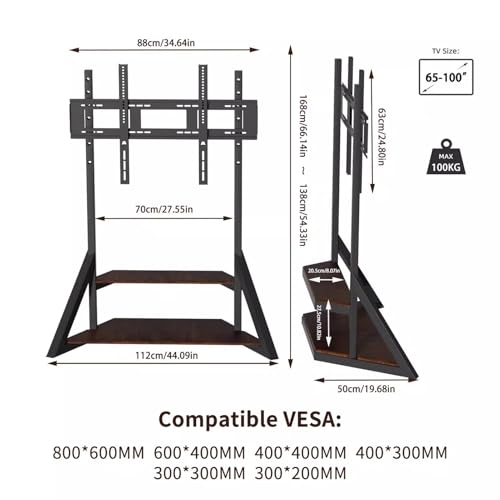 Soporte móvil ajustable para TV de 65-100 pulgadas con ruedas miniatura 2