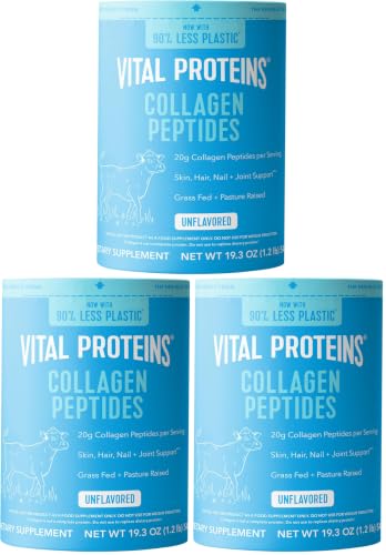 Image of Vital Proteins Collagen Peptides Powder - Grass Fed Collagen Peptides for Hair, Nail, Skin, Bone & Joint Health, Unflavored, 27 Servings (Pack of 3)