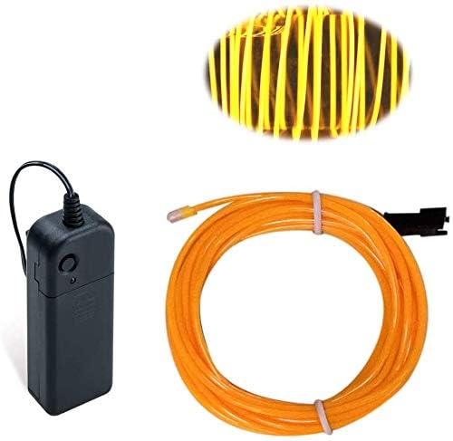 Image of MaxLax EL Wire Yellow, 2M Portable Battery Pack Neon Light Strip 360 Cuttable Glowing Rope Lights for Parties, Halloween, DIY Decoration