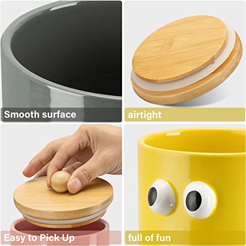 Weselljars 3Pcs Canister Sets For Kitchen Counter, 50Oz Jars With Airtight Lids Ceramic Coffee Canister Sets For Flour, Cereal, Tea, Sugar, Cookies Spicies Great Home Decor And Present #TOP2