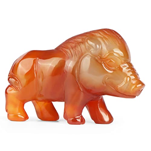 Hxswkk 2.7" Crystal Pig Figurine Crystal Pig Statue Red Banded Carnelian Agate Wild Boar Sculpture Crystal Pig Forest Animals Wildlife Animal Desktop Decorations For Home Office #TOP6