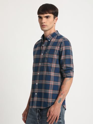 Image of THE BEAR HOUSE Men's Cotton Checked Slim Fit Casual Shirt