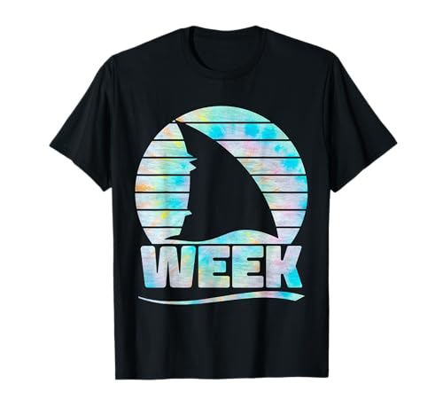 2025 Week Retro Shark Fin Lover Sea Ocean Animal Summer Trip Camiseta