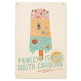 Lantern Press 6x9 Inch Wood Sign, Ready to Hang Wall Decor, Pawleys Island, South Carolina, Summer Ice Cream Scene