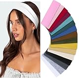 Huachi Headbands for Women Non Slip 16 Pack Multicolor Womens Head Bands, Elastic Hair Bands Soft Cotton Cloth Headband for Workout Yoga Sports Fashion Hair Accessories