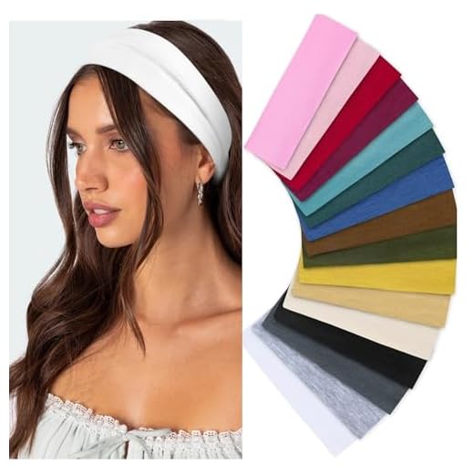 Headbands for Women Non Slip 16 Pack Multicolor Womens Head Bands, Elastic Hair Bands Soft Cotton Cloth Headband for Workout Yoga Sports Fashion Hair Accessories