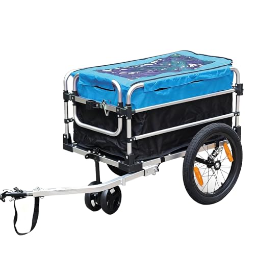 GOCHUSX Remolque Bicicleta, Carro para Bicicletas Resistente, Marco Plegable De Liberación Rápida, Carro para Bicicletas para Acampar, Comprar Alimentos(Azul)