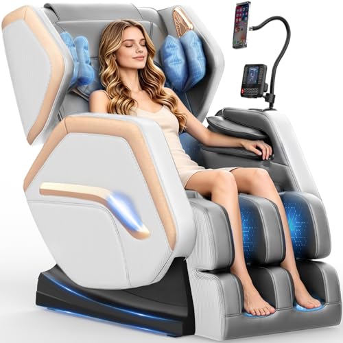 Image of Massage Chair Full Body, Zero Gravity Massage Chair 2026 for Back Fatigue with 10 Fixed Rollers, Heating, Airbags, Phone Controller, Bluetooth Speaker, Nightlights for Living Room, Bedroom