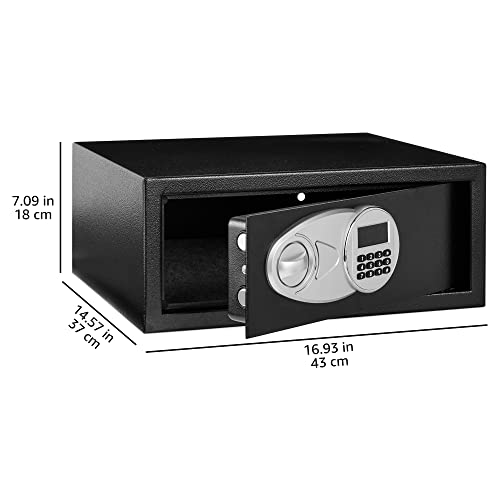 Amazon Basics Steel Security Safe With Programmable Electronic Keypad - Secure Cash, Jewelry, Id Documents, 0.7 Cubic Feet, Black, 16.93 X 14.57 X 7.09 Inches #TOP4