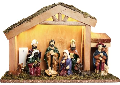 JILPAK Conjunto de presépio de Natal com luzes
