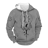 pull style nordique homme Détails du design : sweat à capuche zippé Viking, manches longues, avec poches
