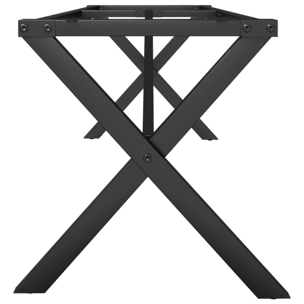 Gambe per tavolo centrale, struttura a X, in acciaio, 140 x 30 x 43 cm