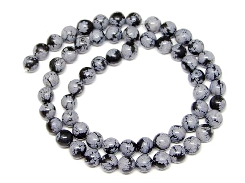 g3-389A 今月10％OFF 1連38cm 6mm Aスノーフレークオブシディアン 天然石 パワーストーン