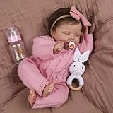 WOOROY Realistic Reborn Baby Dolls – 18-Inch Real Life Sleeping Newborn Girl, Lifelike Doll with Weighted Soft Body, Handmade Gift Toy with Accessories for Kids Age 3+