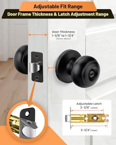 LANSTE Black Door Knobs, 10 Pack Privacy Door Knobs Interior Door Knob for Bedroom/Bathroom Keyless Doorknobs Interior/Exterior Lockset, Black Modern Design Door Hardware - 5