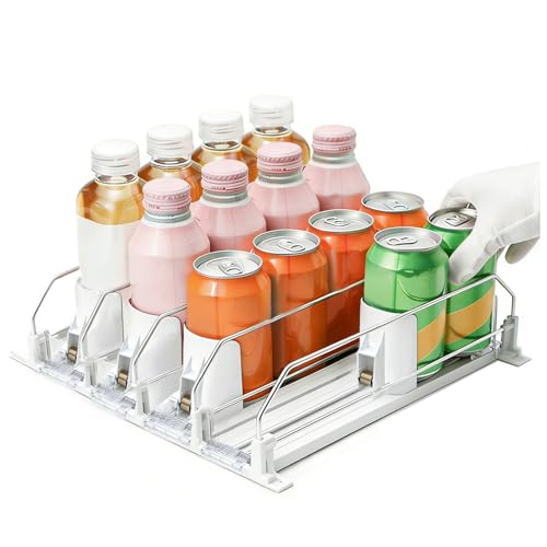 Automatic Can Dispenser for Fridge Fridge Drinks Organiser Space Saving Can Storage Organiser for Fridge for Soda Beer 330500ml (4PCS 34x25x8 cm)
