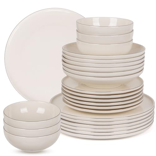 Premium Geschirrset 24-teilig aus edlem PORZELLAN für 6 Personen | 6x...