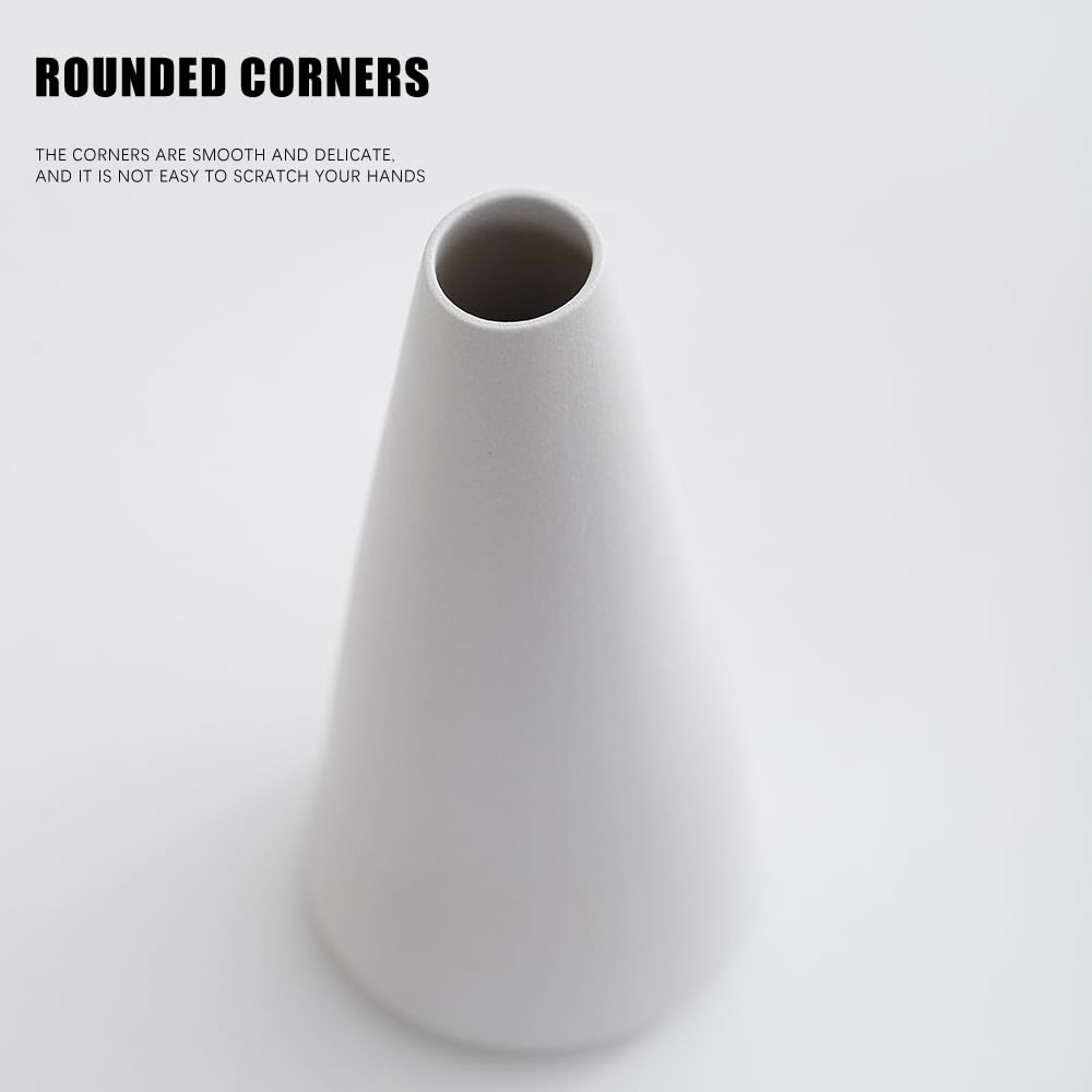 Juego de jarrones de cerámica mate blanco de 2 piezas, decoración de granja, jarrón decorativo, adecuado para cocina, dormitorio, oficina, sala de estar, baño y centro de estantes, decoración 3