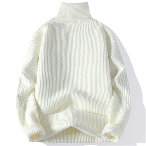Pull à col haut homme tricot ample chaud patchwork vêtement hiver casual - 2