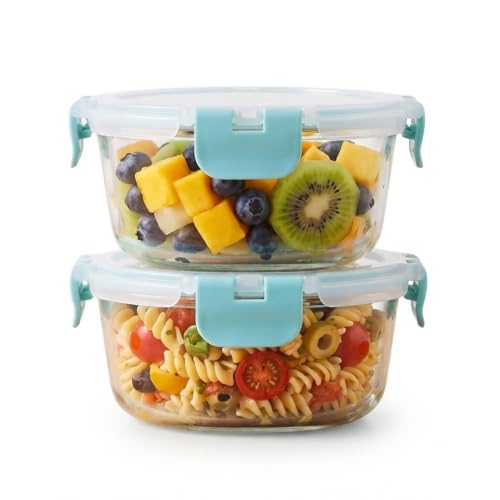Image of Borosilicate Glass Food Containers with Lids, 430 ml Each, Set of 2 | 100% Food-Safe, Airtight & Leakproof | Microwave, Freezer & Dishwasher Safe for Lunch and Storage