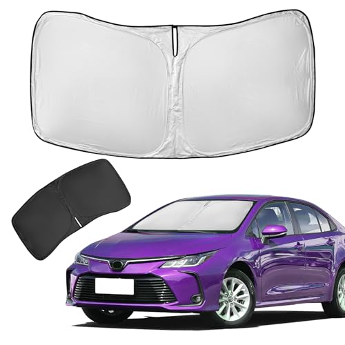 for Toyota Corolla 2020-2025 2026 Sun Shade Sunshade Windshield Cover - 4 Layers Front Window Shade Custom Fit for Corolla Sun Visor - 240T Retractable Shade Blocks UV Rays Car Accessories