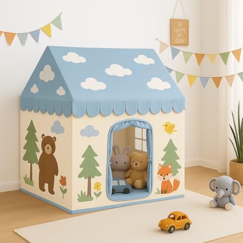 Image of XEMOX, Light Weight Kids Play Tent House - Fun, Foldable, and Durable for Indoor & Outdoor Toys for 3 to 10 Year Old Kids (Blue Sky)