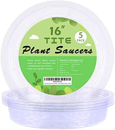 5 Pack Clear Plant Saucer Heavy Duty Sturdy Drip Trays for Indoor and Outdoor Plants