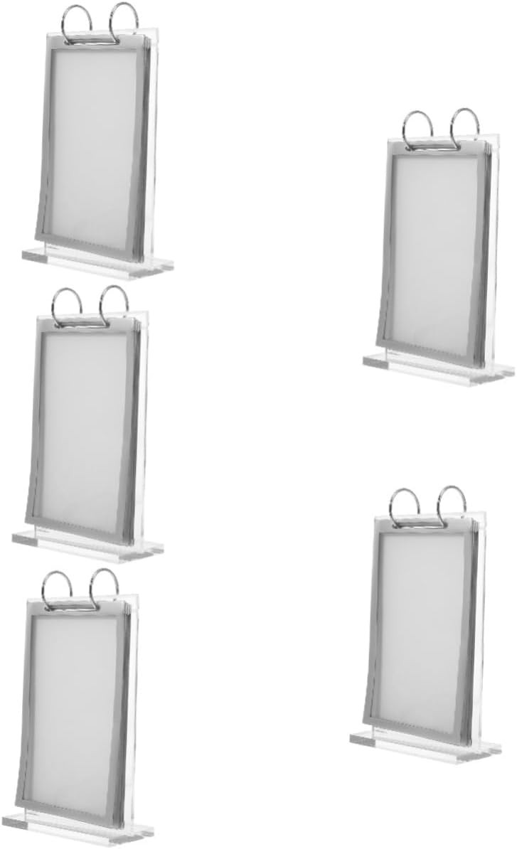 KICHOUSE 5pcs Menu Holder Tabletop Display Stand for Restaurant Office Use Vertical Sign Holder with Stable Base for Menus Advertisements