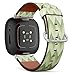CJBROES Replacement Leather Watch Band, Compatible with Fitbit Versa 3 and Fitbit Sense of Wristband Bracelet Accessory - Zigzag-Green-Color