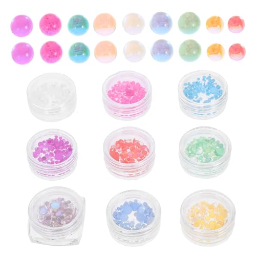 Beaupretty 9箱 ネイルデコレーション 爪用の宝石 ミニビーズ ネイルジェム アクリル爪の宝石 アクリルネイル用ネイルビーズ 爪用 化粧用 小さな ネイルジュエリー ガラス