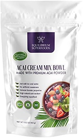 Equilibrium Superfoods Acai Cream Mix Bowl Premium Acai Powder Just add Ice and Water Energizing Superfood Non GMO Gluten Free Vegan
