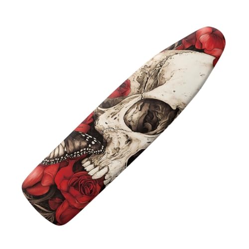 Funda Tabla de Planchar Cráneo De Flores Rojas Funda Plancha Universal Ajustable Montaje Fácil con Elástico Fundas Tabla de Planchar Refleja Calor Ironing Board Cover Plancha Rápido 140x50cm