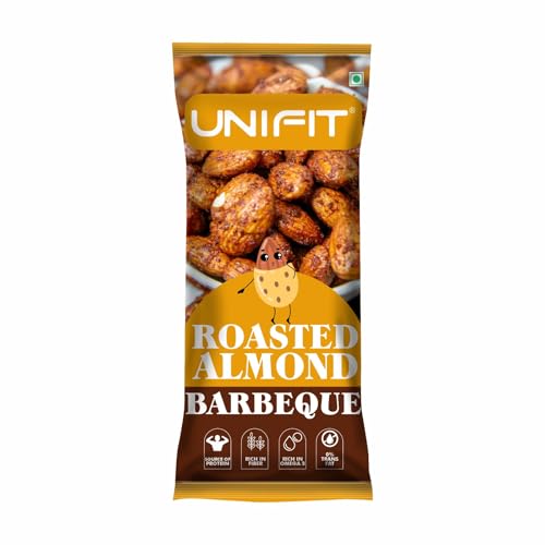Image of Unifit Barbeque Almonds 40g | Roasted with Smoky Barbeque Almonds (BBQ) | High Protein Party Snacks, Healthy Crunchy Snack, Dry Roasted, Healthy Anytime Snacks