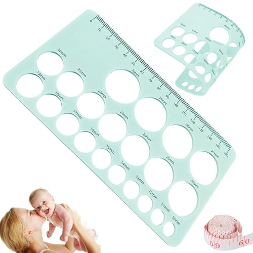 Regla de Brida para Pezón,Herramienta de Medición de Bridas para Pezones,Regla de Brida de Pezón con Cinta Métrica de 1.5 m,Plegable,Fácil Usar,Protección Integral para Nuevas Madres,Azul
